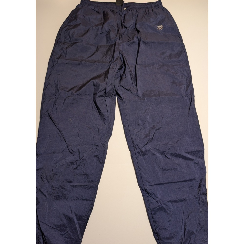 Vintage USA Olympic Games Track Pants‎ Navy Blue Nylon JCPenney Mens Large L